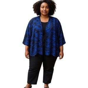 Lane Bryant 18/20 Lightweight Sheer Black & Blue Cardigan Coverup